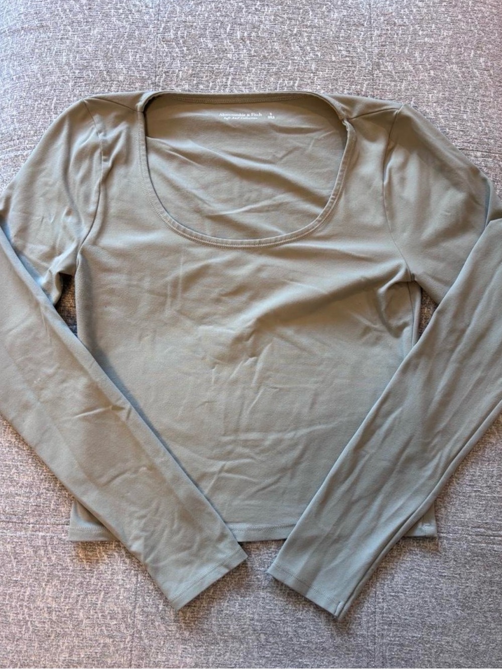 Abercrombie & Fitch Olive Green Scoop Neck Long Sleeve Top